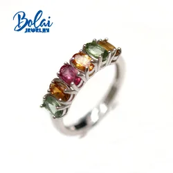 Bolaijewelry New Natural tourmaline oval 3*5mm ring earrings set simple light luxury women daily wear boutique jewelry