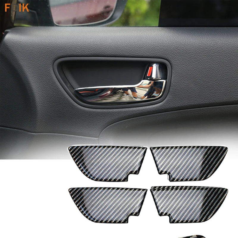 Interior Real Carbon Fiber Handle Bowl Cover Trim Protector Guard Accessories for Kia K3 2012 2013 2014 2015 2016 2017