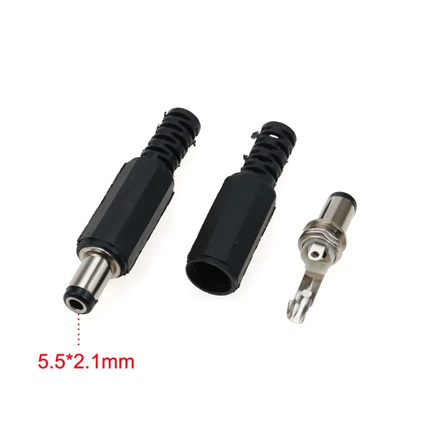 Yuxi 1pc macho e fêmea dc plugue de alimentação 5.5*2.1mm 5.5*2.5mm jack adaptador conector plug 5.5*2.1 5.5*2.5