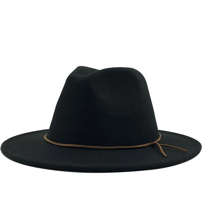 New Men Women Wide Brim Wool Felt Jazz Fedora Hats British style Trilby Party Formal Panama Cap Black Yellow Dress Hat 58-60CM