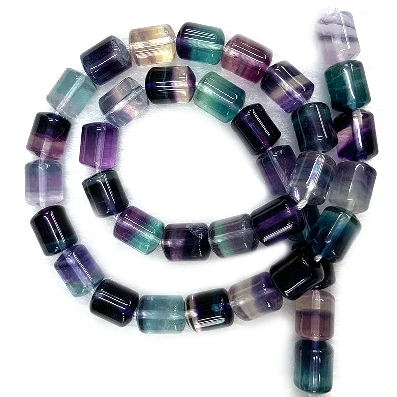 Natural Fluorite Stone Beads 15\'\' Column Tube DIY Loose Beads For Jewelry Making Beads For Women Necklace Earring Bracelet Gift