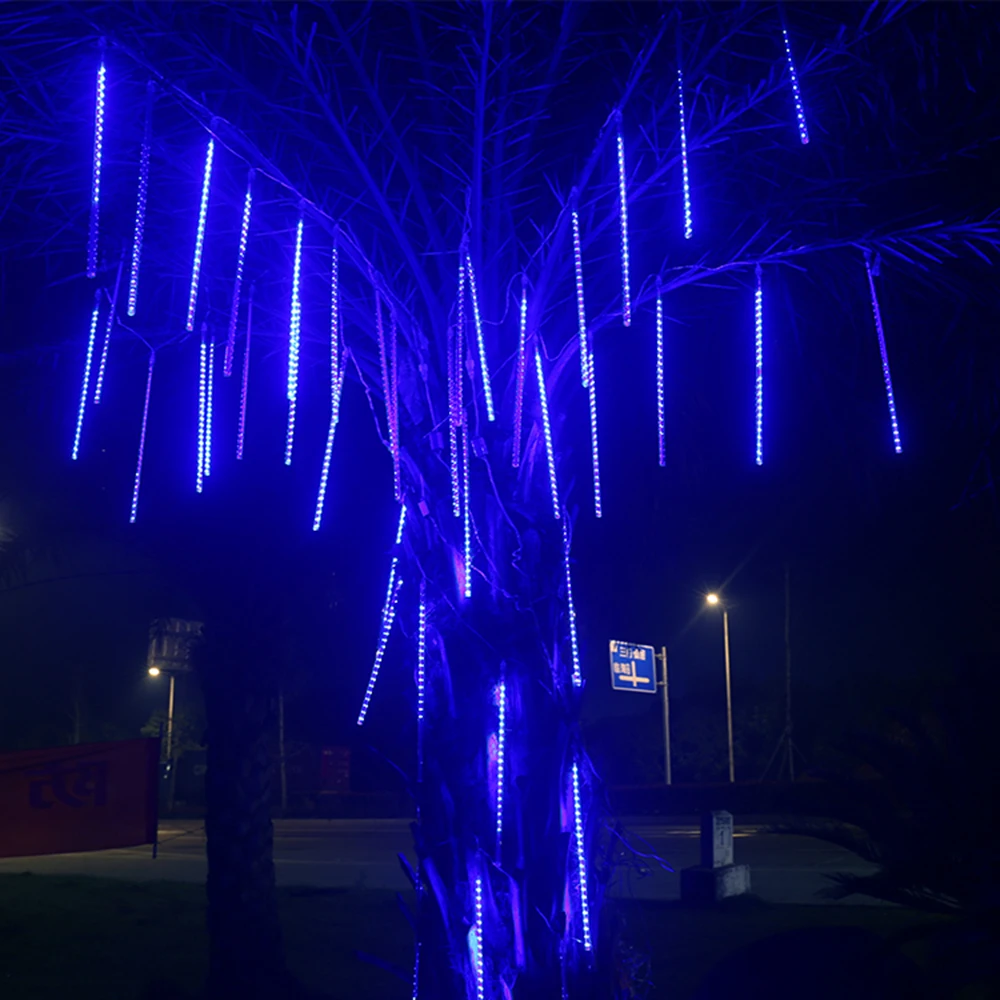 LED Meteor Shower Rain Tube String Lights Outdoor Fairy Garland For New Year Garden Wedding Tree Patio Party Decoration