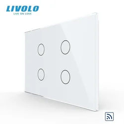 Livolo US/AU Standard Crystal Glass Panel 4 Gang Remote Control Wall Size 119mm*78mm Touch Light Switch  VL-C904R-11