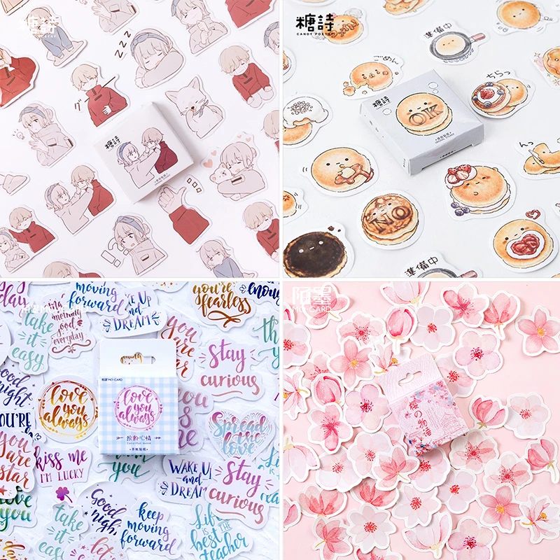 45 pcs/Box Various Stickers Cute Kawaii Planner Journal Diary  Scrapbooking Paper Stickers Stationery