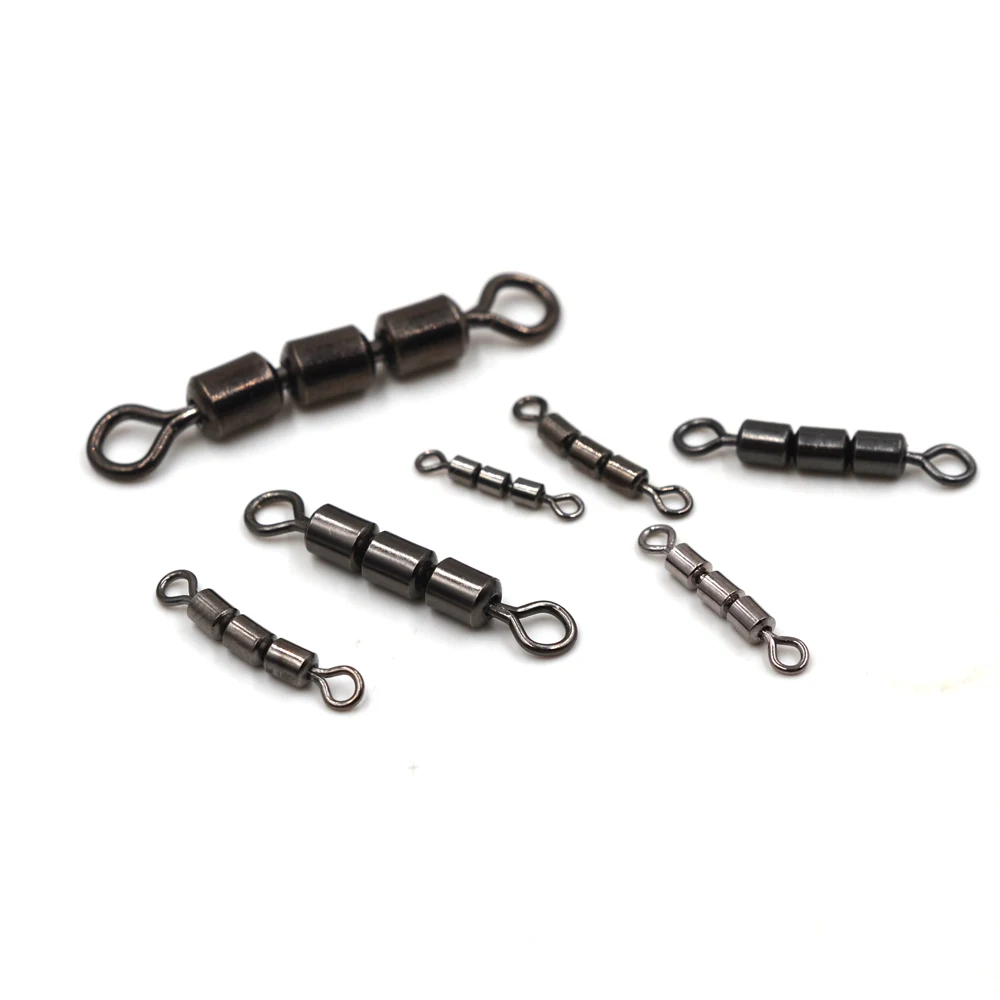 MNFT 50Pcs Fishing Accessories Swive Fishing Three Sections Connecting Ring Swivel Rolling Connector Fishing Hook Brand