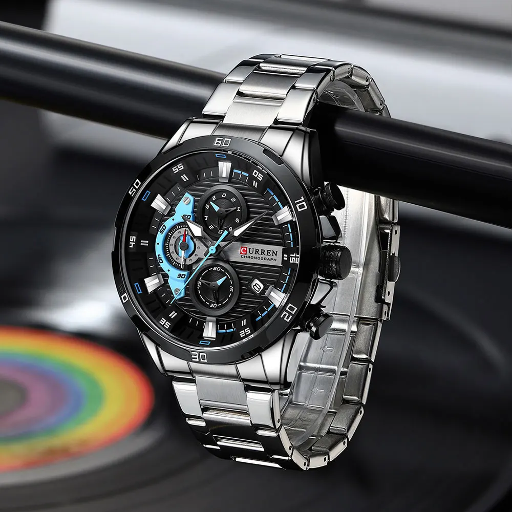 CURREN Männer Uhr Top Marke Luxus Sport Quarz Herren Uhren Voller Stahl Wasserdicht Chronograph Armbanduhr Männer Relogio Masculino – Detail 15