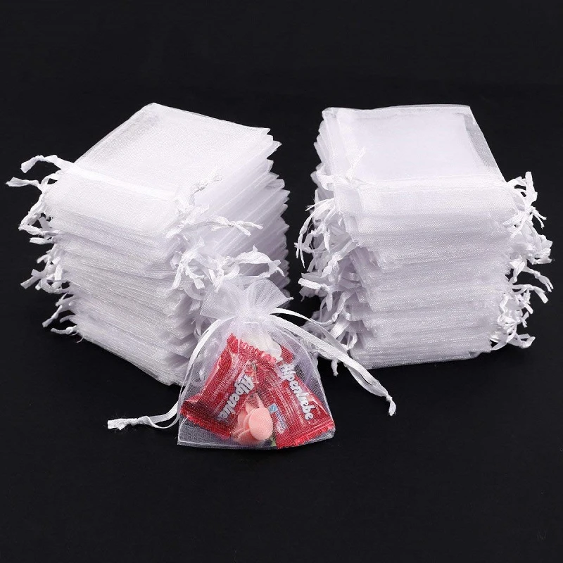 50/10pcs 9x12CM White Organza Bags Organza Drawstring Bags Organza Drawstring Pouches Candy Jewelry Party Wedding Favor Gift Bag