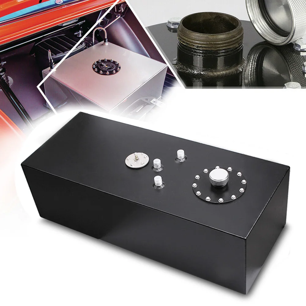 Tanque de sobretensão de combustível de boleto de alumínio 50L RASTP com sensor de tampa Plugue de porta AN8 Sillver preto RS-OCC031