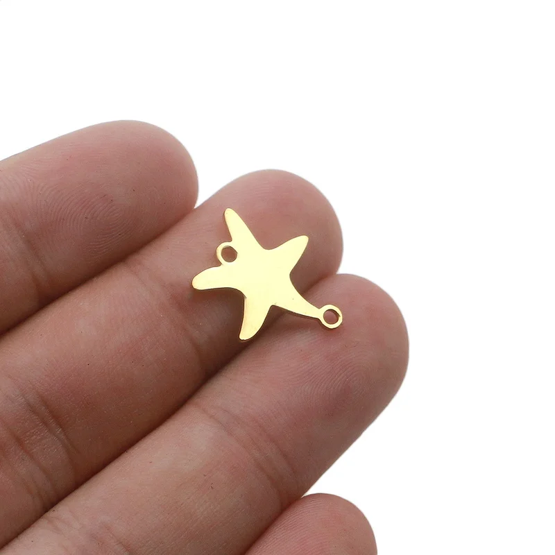 5pcs/lot Ocean Beach Starfish Stainless Steel Connector Bracelet DIY Jewelry Findings Component Metal Earring Making Accessories