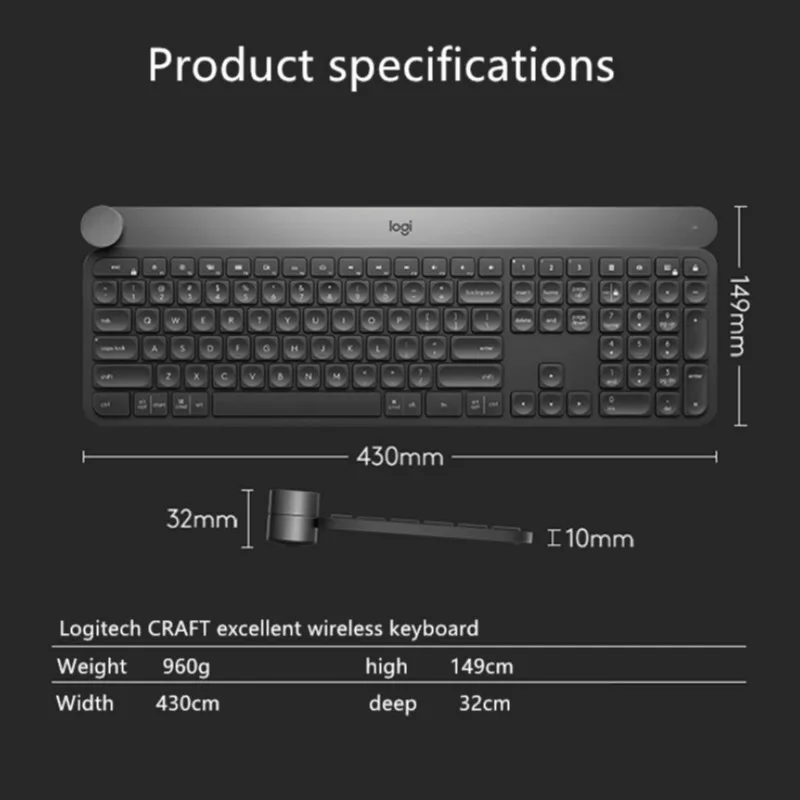 Imagem -02 - Logitech-craft Teclado sem Fio Botão de Controle Inteligente Conexão Bluetooth Interruptor de Conexão Multi-dispositivo Cinza Escuro