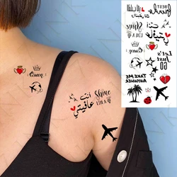 Waterproof Temporary Tattoo Stickers Aircraft Coconut Tree Heart Star Ladybug Water Transfer Fake Flash Tatto for Men Women Kids