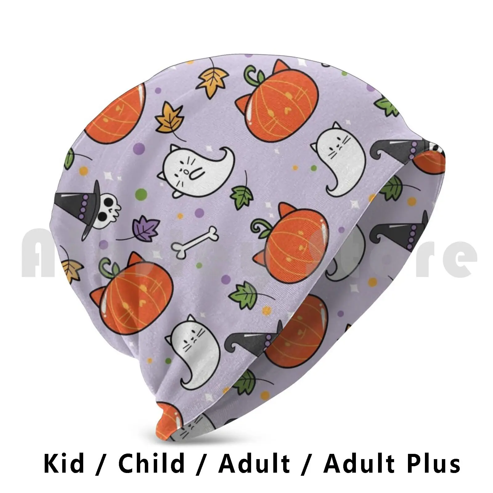 Pumpkin Kitty Beanie Hedging Cap cuscino con stampa fai da te Cat Kitty Pet Animal Pumpkin Halloween Witch Skull Orange Purple Bone Fall