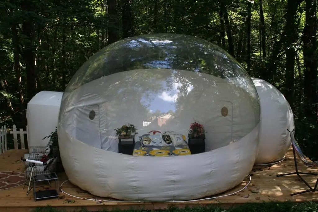 

Free Shipping Free Blower Bubble Dome House With Tunnel Double Rooms Bubble Tree Igloo Tent Clear Camping Tent Bubble Hotel