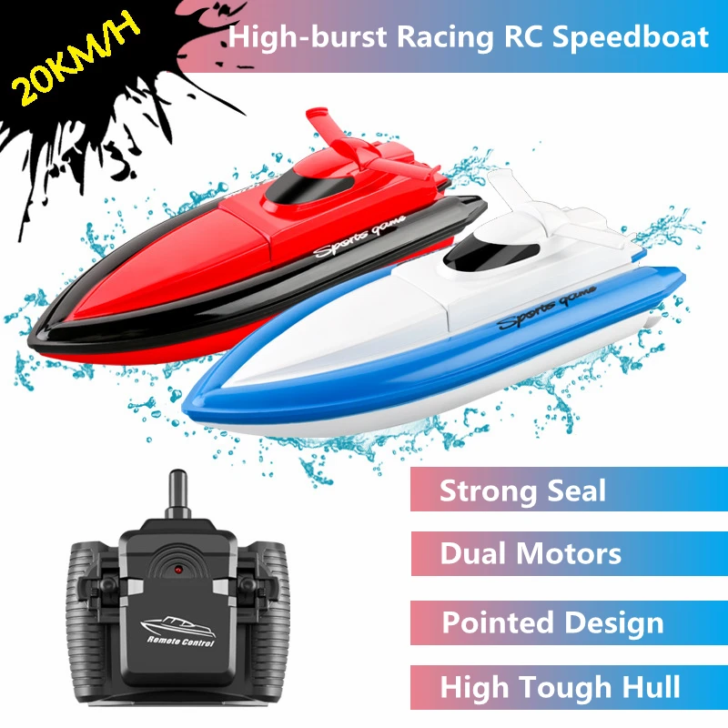 High Speed Dual Motor Racing RC Speedboat Boat 100M Distance 20Min Endure Strong Seal Tough Hull Remote Control Boat Kids Gift