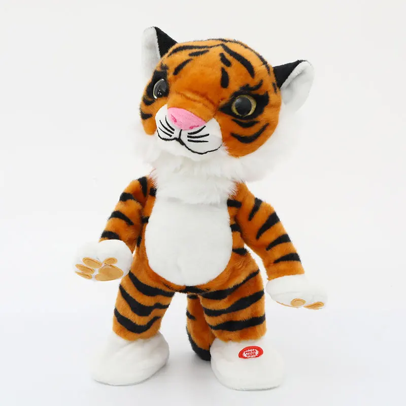 Robot Tiger Toy Dancing Singing Song Electronic Plush Animal Throw Head Electric Music Robotic Tiger Pet For Kids Christmas Gift