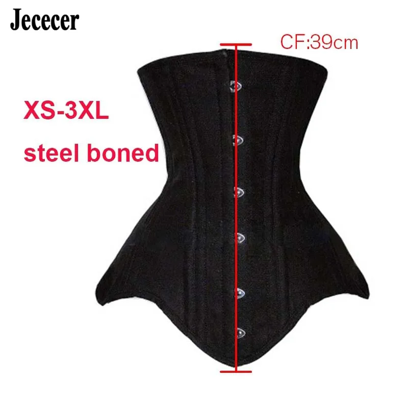 Kobiety Underbust gorset Top gorset stalowy odchudzanie Gothic topy bez ramiączek gorset Waist Trainer Cincher paski czarne stroje Steampunk gorset