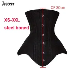 Espartilho underbust desossado em aço para mulheres, tops bustier góticos emagrecedores, cintos cincher, roupas steampunk, preto