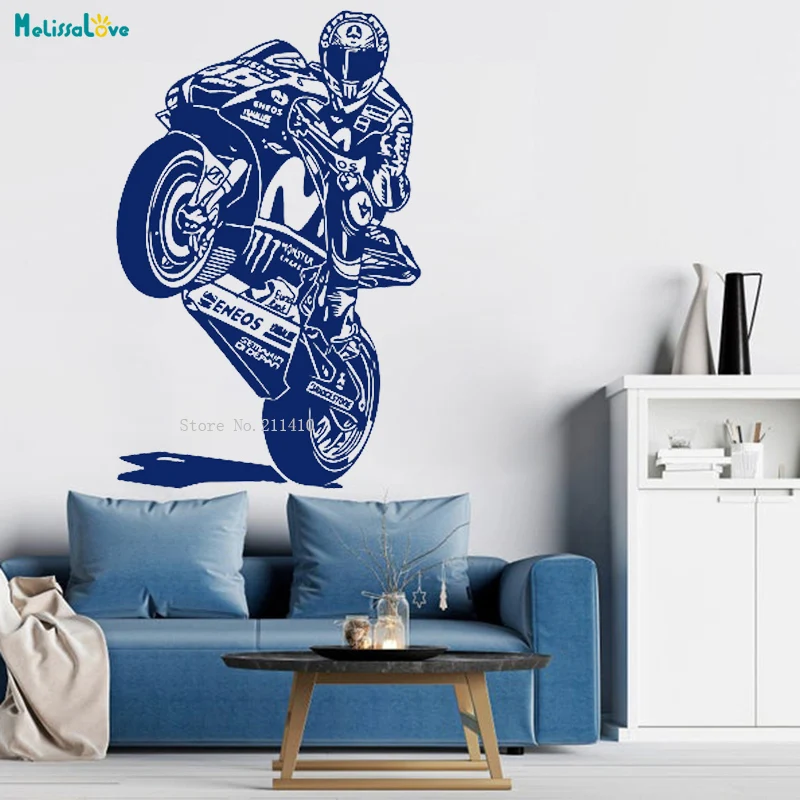 Head Up To Celebrate Motorcycle Wall Sticker Large Size Home Decor Exquisite Thrilling Knight Removable Man Room Decals YT4241