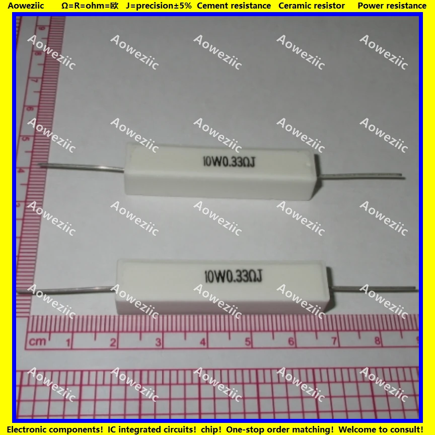 

10Pcs RX27 Horizontal cement resistor 10W 0.33 ohm 0.33 RJ 10WR33J 10W0R33J ohm Ceramic Resistance precision 5% Power resistance