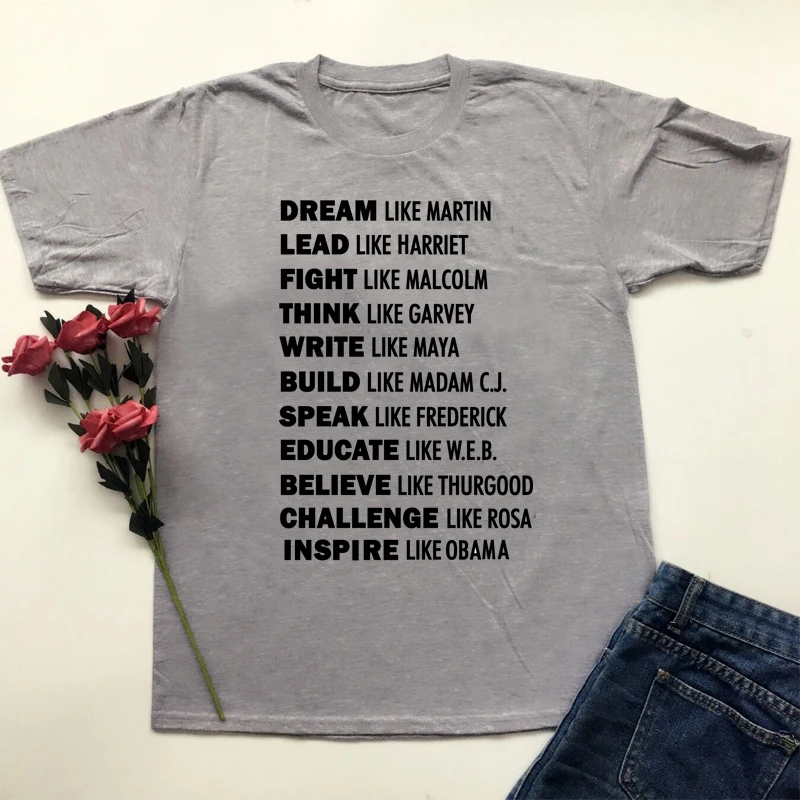 sunfiz YF Dream Like Martin Lead Like Harriet Black Black History Quotes Slogan T-Shirt Unisex Fashion Casual Tee Shirt