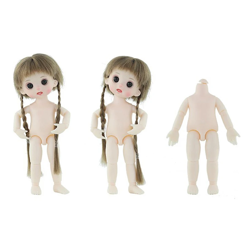 New Arrival 1Pc 13 Movable Jointed Dolls Toys Mini Bald Head Baby Doll DIY Naked Nude  Body Dolls Toy for Girls Gift 16cm