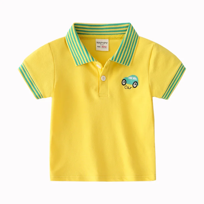 Fashion Boys Polo Tshirt Cute Car Pattern Toddler Tops Tees Children Summer Cotton Quality Shirt Kids Clothes