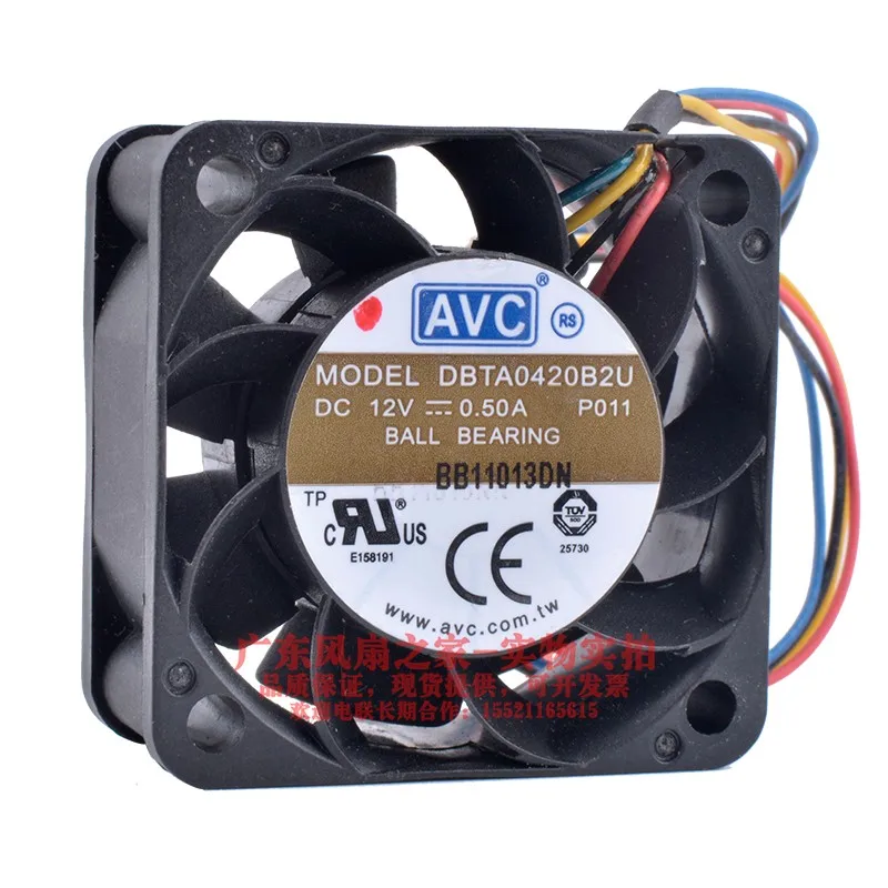 

New original DBTA0420B2U 4020 12V 0.50A double ball violent fan four-wire PWM temperature control speed regulation cooling fan