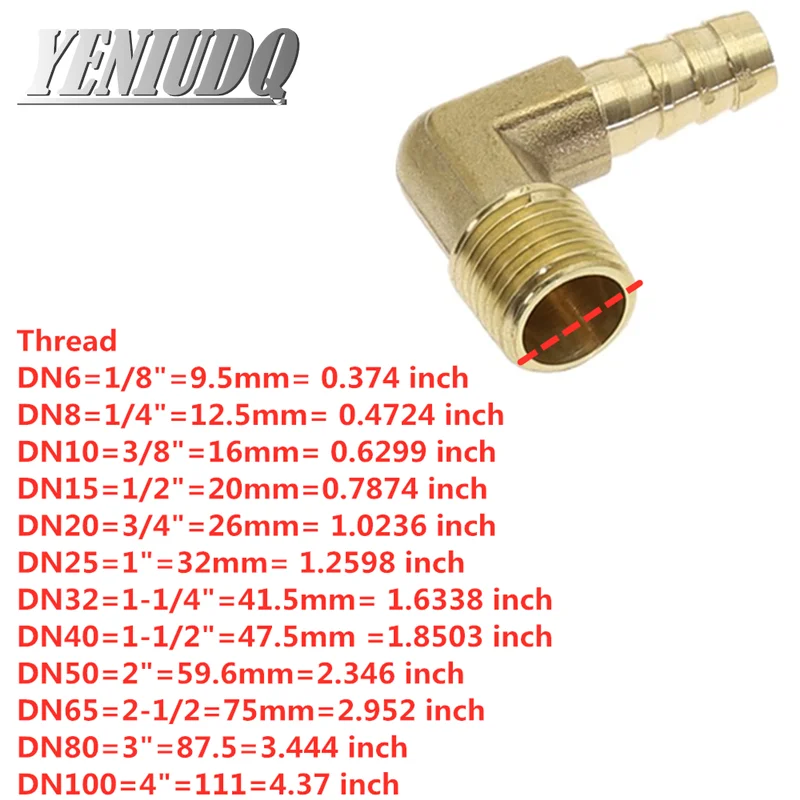 Brass Hose Fitting 4mm-19mm Barb Tail 1/8\