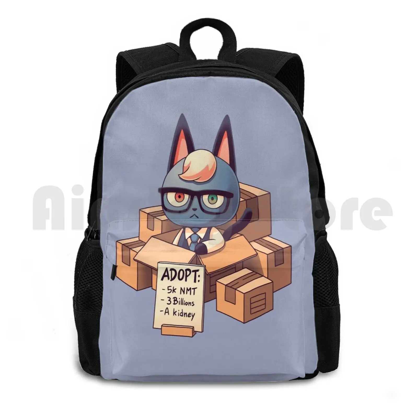 Raymond In Boxes / Cat Smug Villager , Animal , Kawaii Outdoor Hiking Backpack Riding Climbing Sports Bag Raymond In Boxes