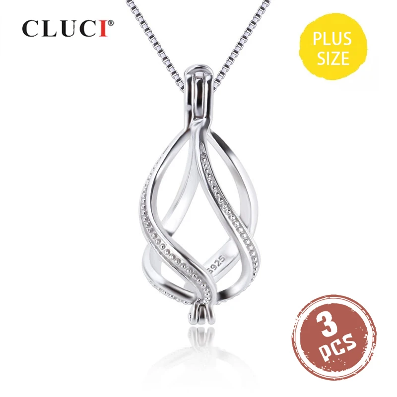 

CLUCI 3pcs 925 Sterling Silver Pendant Twisted Charms Pendant for Women Jewelry Silver 925 Locket for 10-14mm Pearl SC368SB