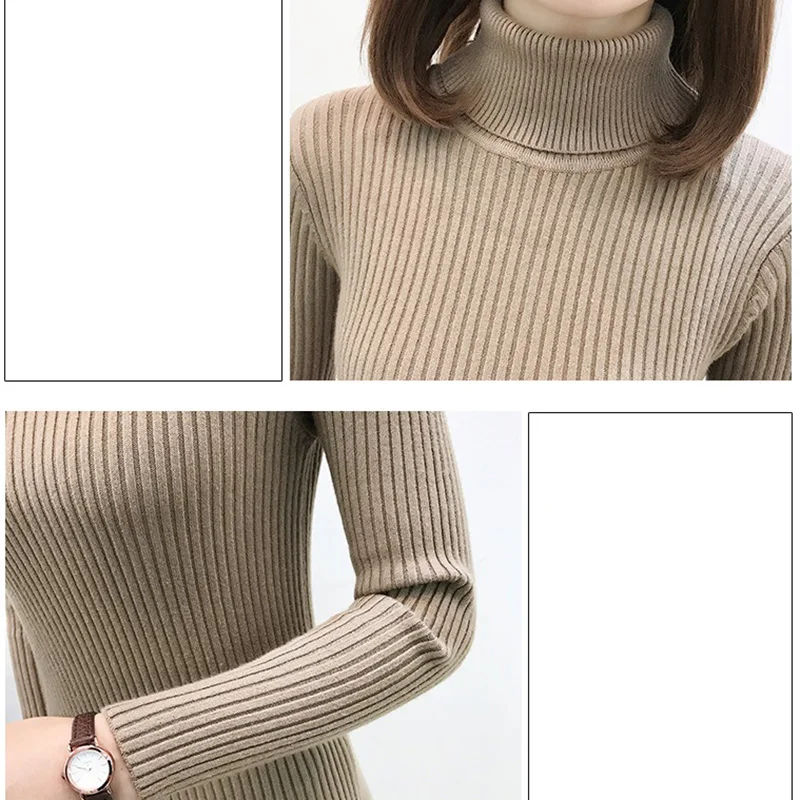 New Autumn Winter Turtleneck Sweater Female Outer Wear Mid-Length Thick Sweater Dress Women Tight-Fitting Knit Bottoming Shirt