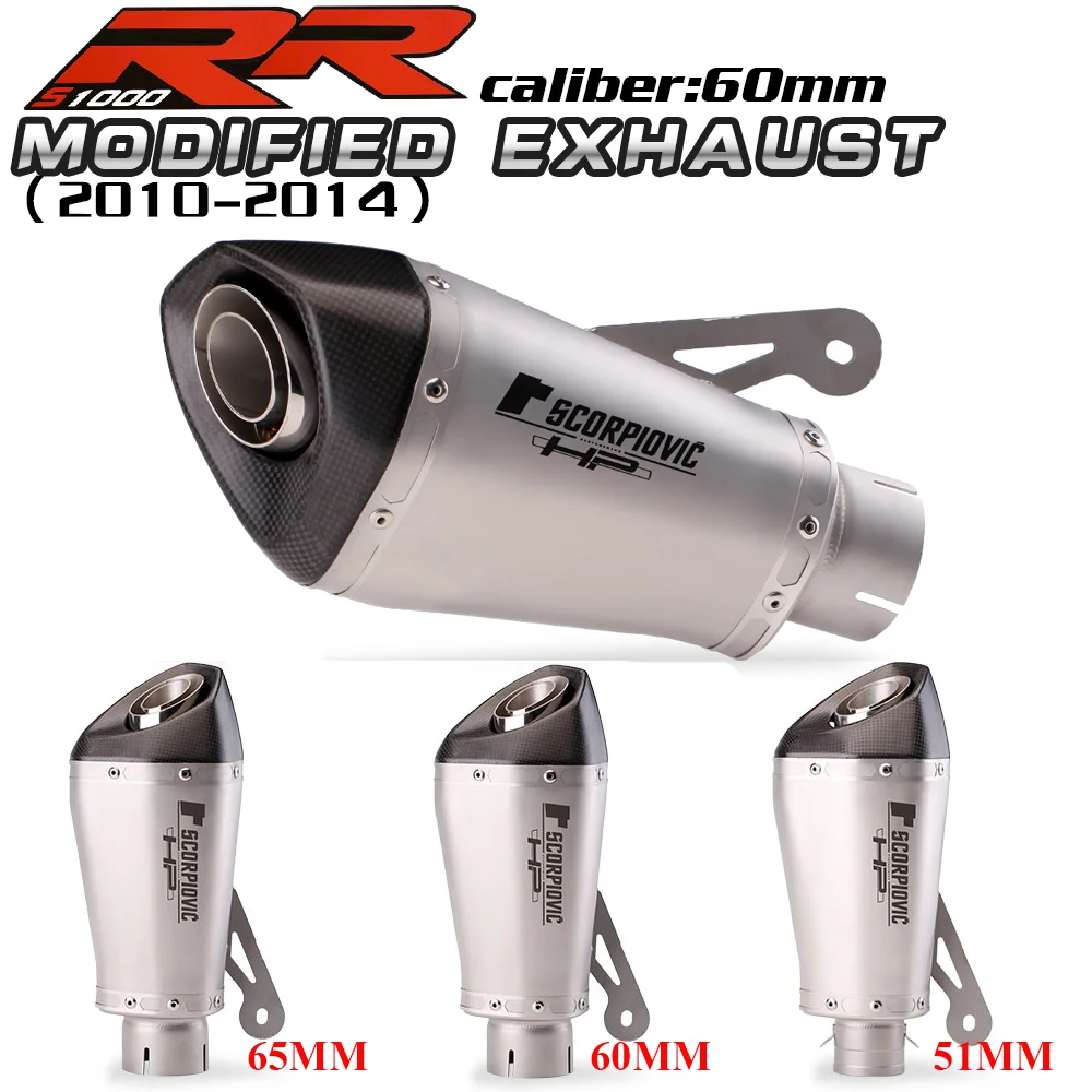 

Inlet 51mm 60mm 65mm Slip-on Motorcycles Exhaust Muffler with DB Killer Eacape Moto For BMW S1000RR 2010-2014 S1000R 2010-2016