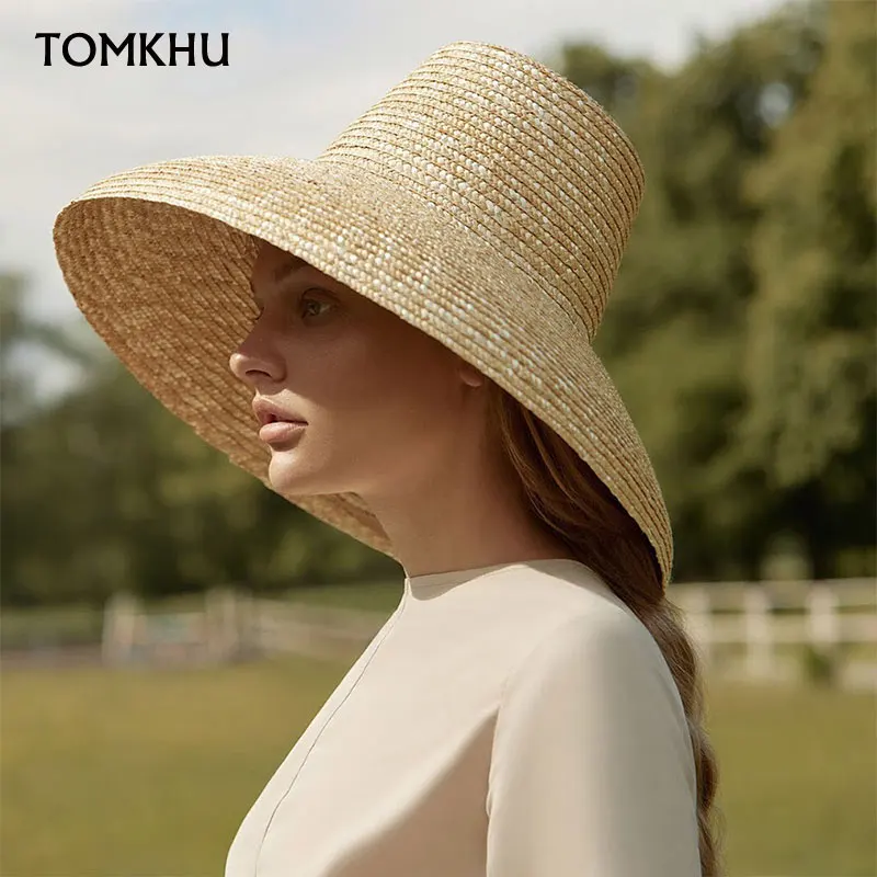 New Summer Popular Lamp Shape Sun Hat For Women Big Wide Brim Beach Sun Hat Ladies High Top Straw Hat UV Protection Chapeu Cap