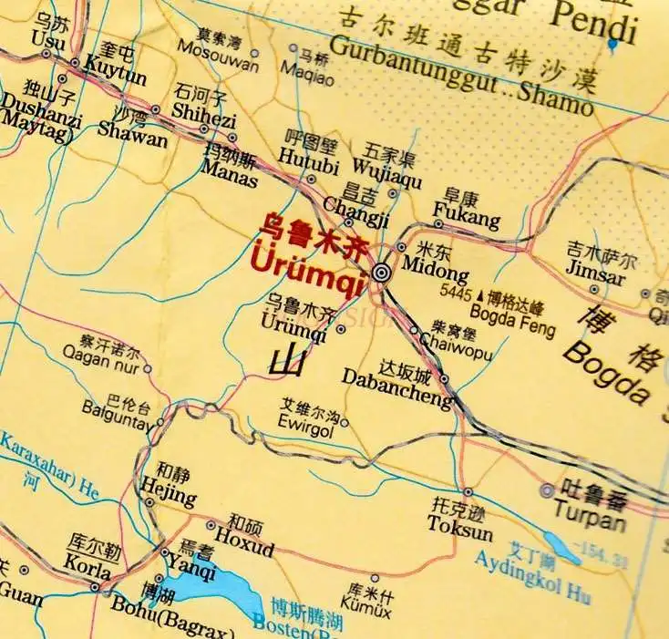 Mapa chinês e inglês contraste grande escala clara e fácil de ler tamanho grande dobrável mapa de viagem de escritório em casa