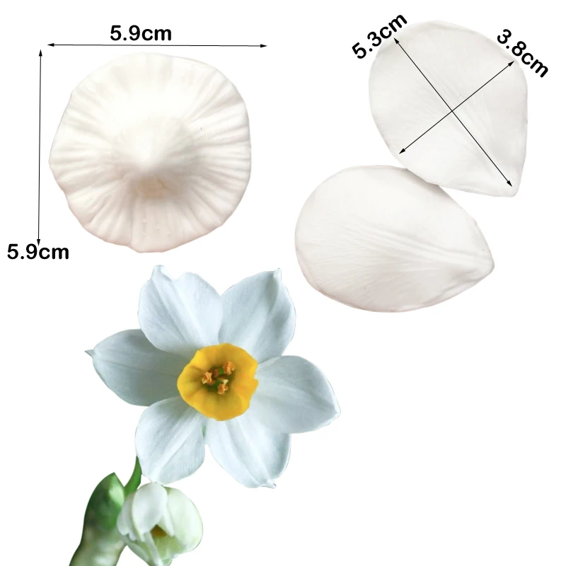 Daffodils Flower Petal Veiner Silicone Mold Cake Decorating Tools Fondant Chocolate Moulds,Sugarcraft  M250607