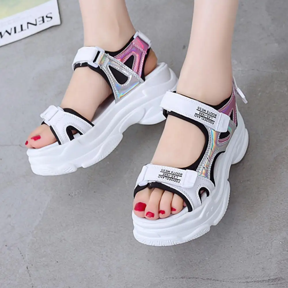 2020Summer Thick Bottom Female Sport Sandals Sexy Hollow Out Open Toe Platform Shoes Women Wedge Casual Shoes Ladies Beach Shoes