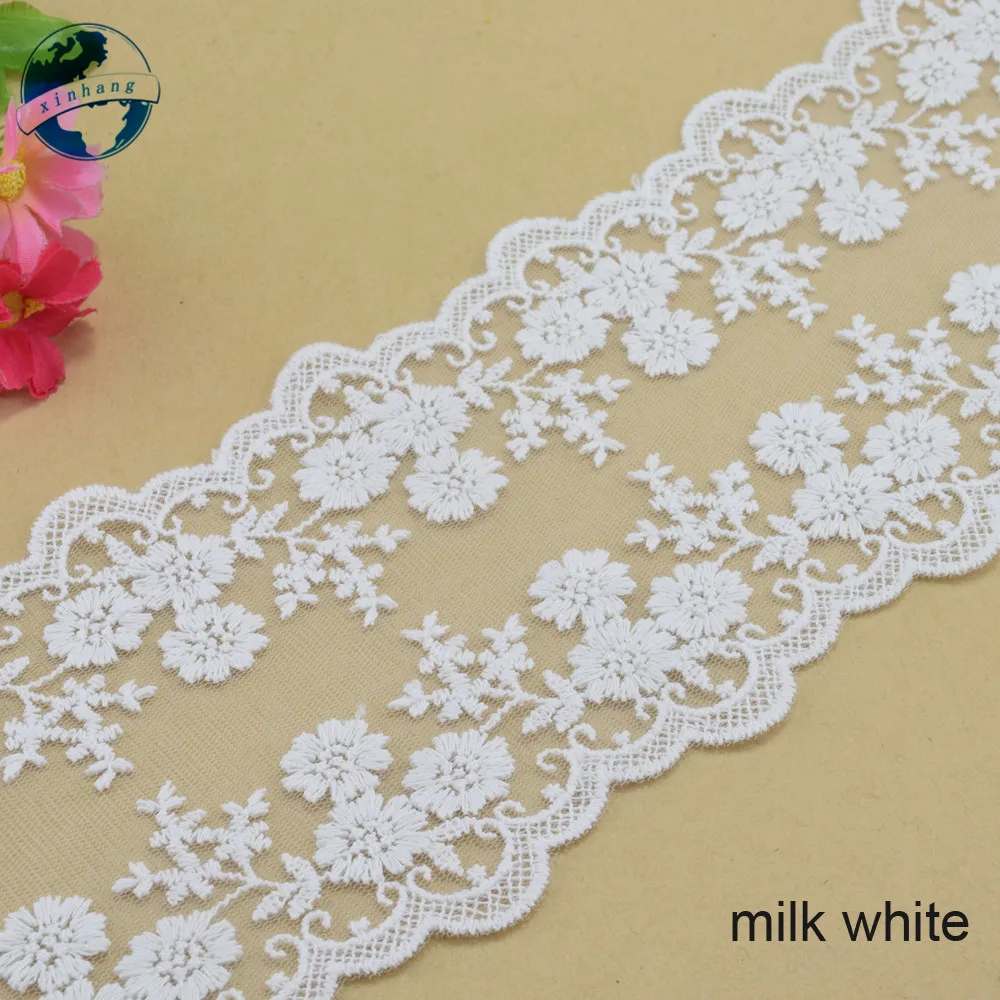 12cm Wide Wave White Cotton Embroidery Lace Ribbon Fabric Guipure Diy Trims Sofa Cover Evening Dress Sewing Accessories#4119