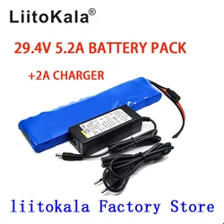 LiitoKala 24V 5.2Ah 7S2P 18650 Battery li-ion battery 29.4v 5200mah electric bicycle moped /electric +2A charger