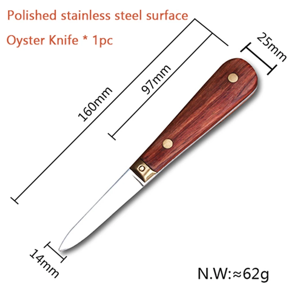 1pc Oyster Knife Kitchen Seafood Tool Rosewood Handle Stainless Steel Raw Shell Knife Shellfish Opener Tool Tea Knife