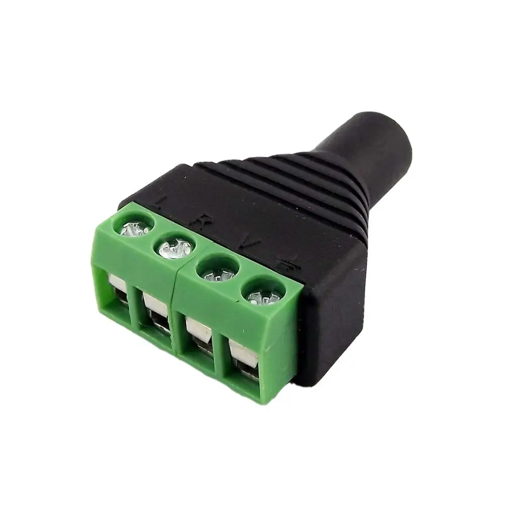 1x Gold Plated Connector 3.5mm Female 4 Poles Socket To AV Screw Audio Video Balun Terminal Adapter