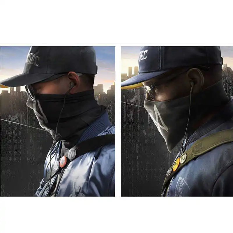 Watch Dogs Aiden Pearce półmaska wiatroszczelna szyi cieplej gra Cosplay szalik kostium Cos Party maska Halloween Drop Shipping