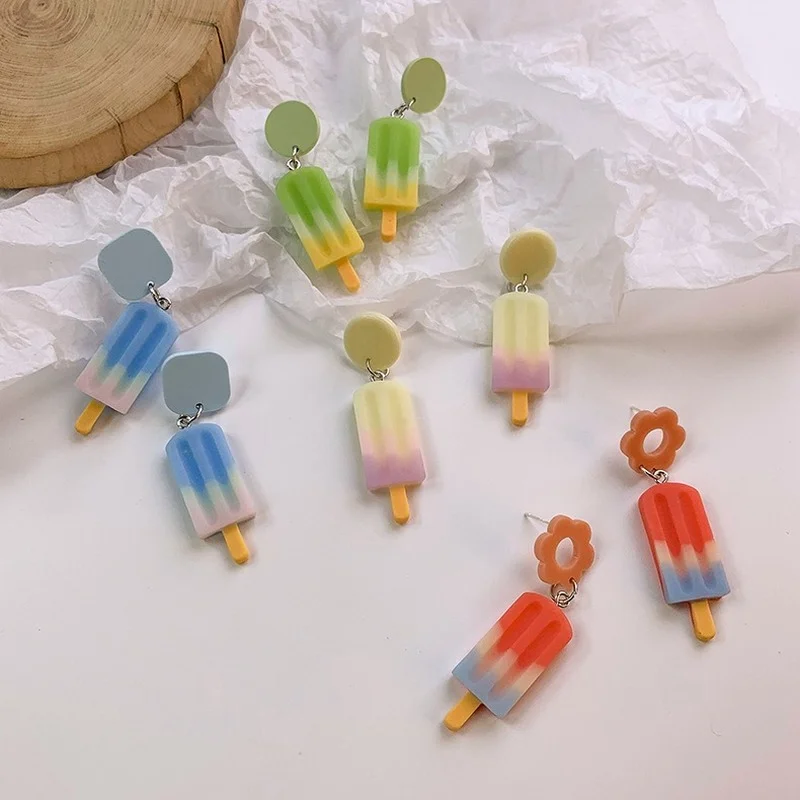 Summer Refreshing Color Lollipop Simple Fresh Earrings Fashion Creative Emulational Ice Cream Funny Eardrop Sweet Cute Jewelry