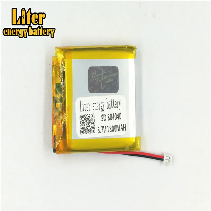 1.25MM 2pin connector 3.7V 804040 1800mah Rechargeable Li-ion Polymer Lithium Battery e-books GPS PDA Li-Po Li-polymer Battery