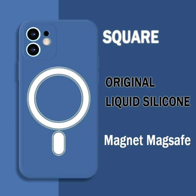 Liquid Silicone Magnetic Case for iPhone 12 13 11 Pro Mini Xr X Xs Max 8 Plus Wireless Charger Magsafing Magnet Shockproof Cover