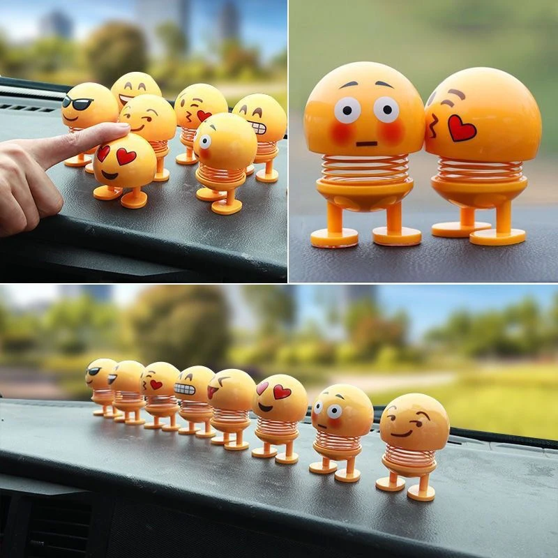 Car Ornaments Bobblehead Nod Dolls Cute Cartoon Funny Wobble Head Robot Lovely Car Dashboard Decoration Auto Facial Expression