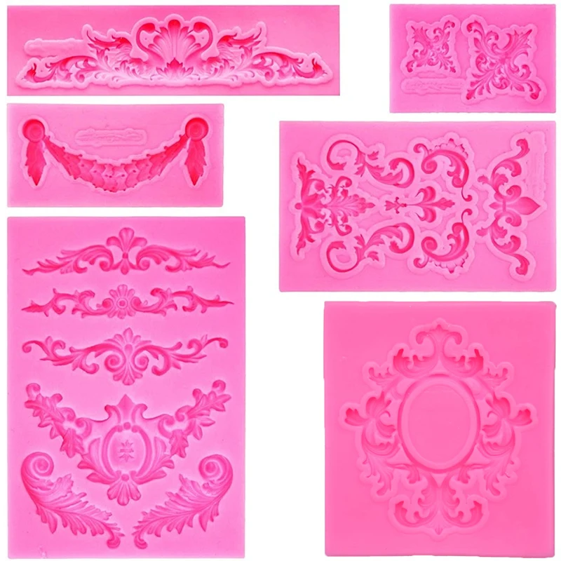 European Style Lace Silicone Mold Retro Embossed Border Cupcake Top Decoration Polymer Clay Embossed Cake Decoration Tool