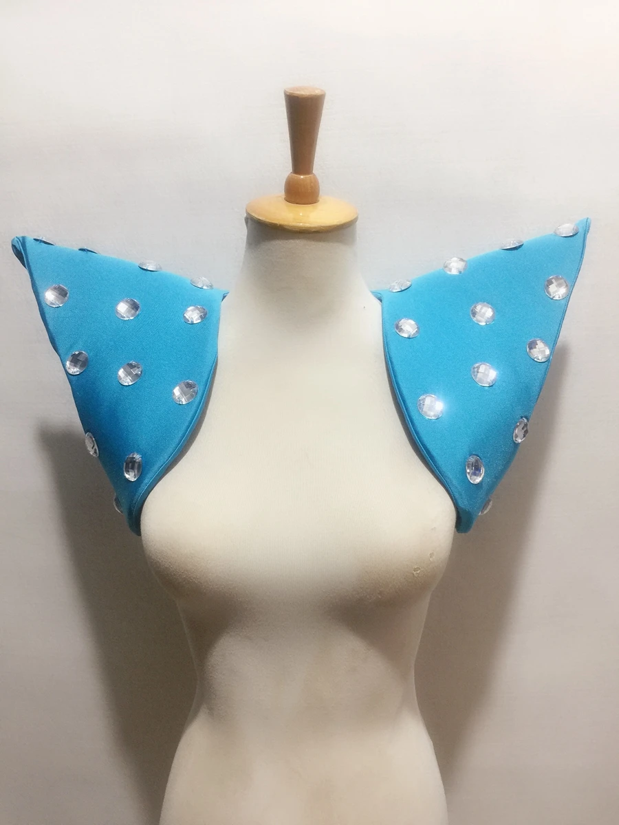 Black White Crystal Shoulder Vest Armor Stage Accessories Costume Women Singer Dancer Role Playing Performance Festival Outfit