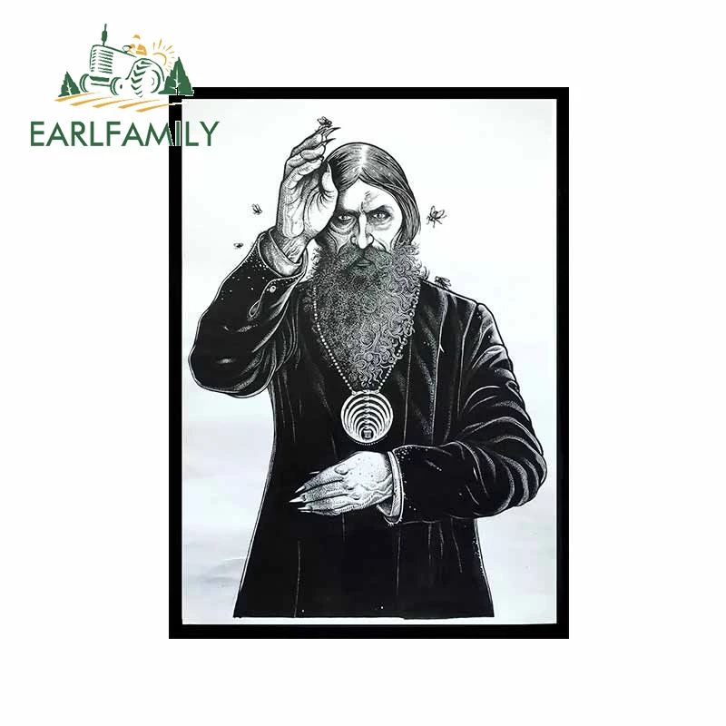 EARLFAMILY 13cm x 9.4cm for Grigori Rasputin Wave Car Stickers Waterproof Windshield Decal Laptop Cartoon Surfboard Decoration