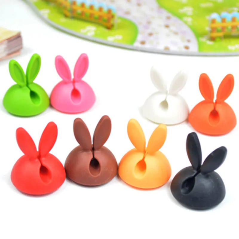 10Pcs/lot Cute Rabbit Shaped Cable Winder Cable Wire Organizer Wrap Cord Clip Desk Accessories Office Supplie