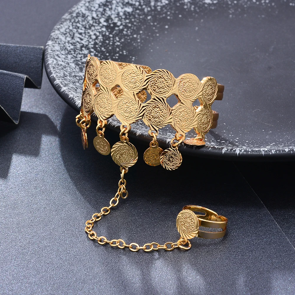 Ethiopian Dubai Arab Gold Color Coin Bangles For Boys Girls kids Aged 3-10 Bracelet Birthday Gift Jewelry Gift 